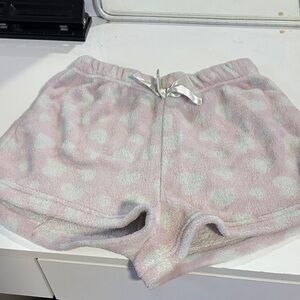 Cozy Pink Heart Plush Lounge Shorts